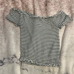 Black and white striped crop top